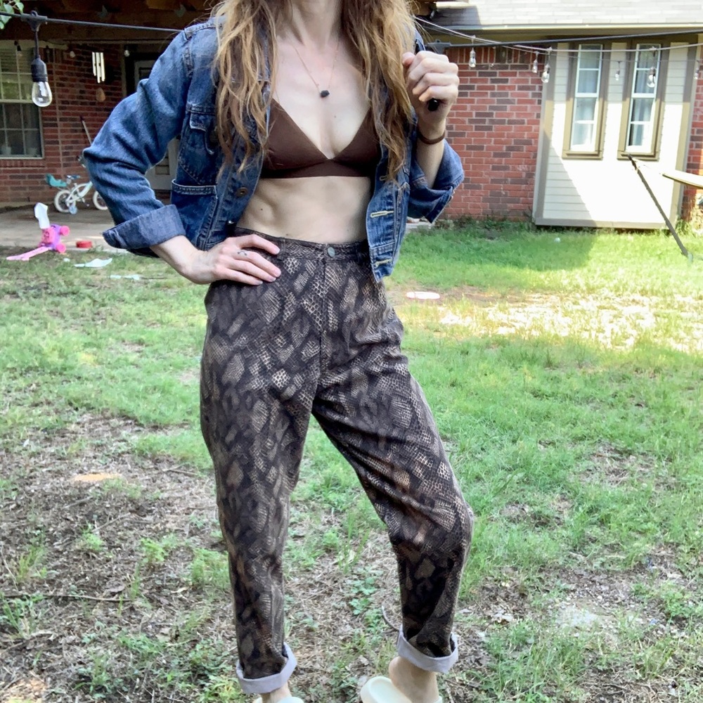 90s faux snakeskin jeans